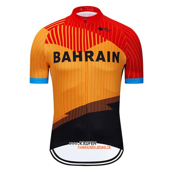 Bahrain Kurzarmtrikot 2020 und Kurze Tragerhose Orange Shwarz